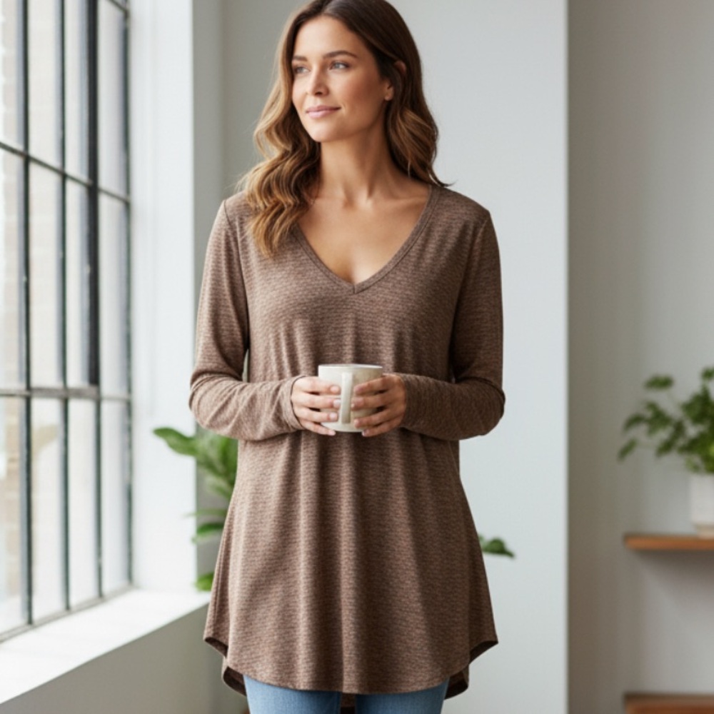 Dynamite Top Tunic Grey and Rose Gold'ish color size Small